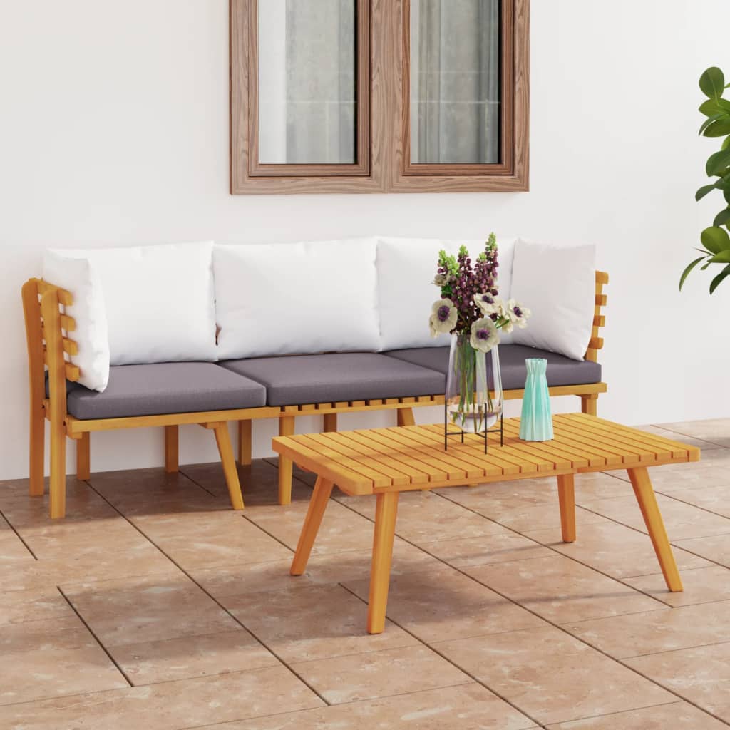 vidaXL 3 Piece Garden Lounge Set with Cushions Solid Wood Acacia