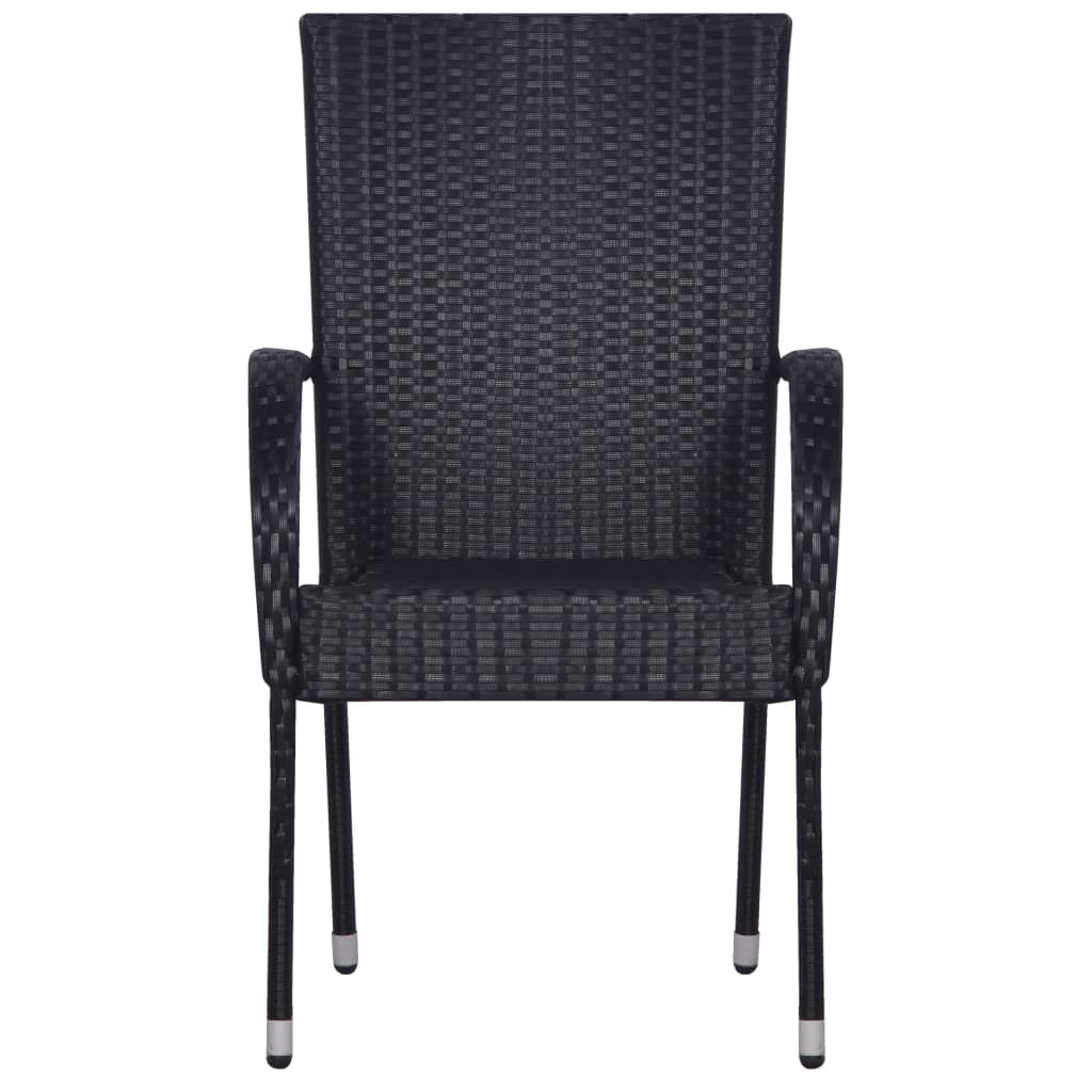 vidaXL 7 Piece Garden Dining Set Poly Rattan Black