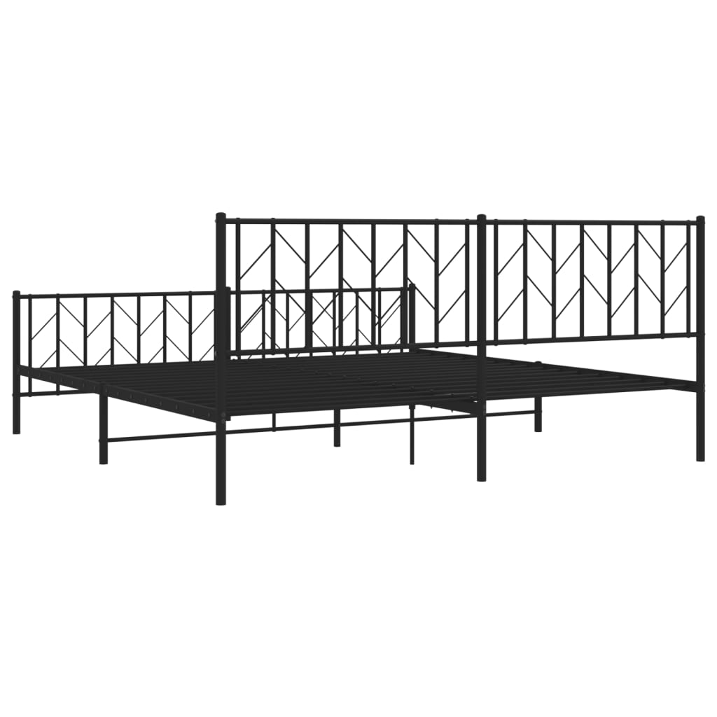 vidaXL Metal Bed Frame without Mattress with Footboard Black 193x203 cm