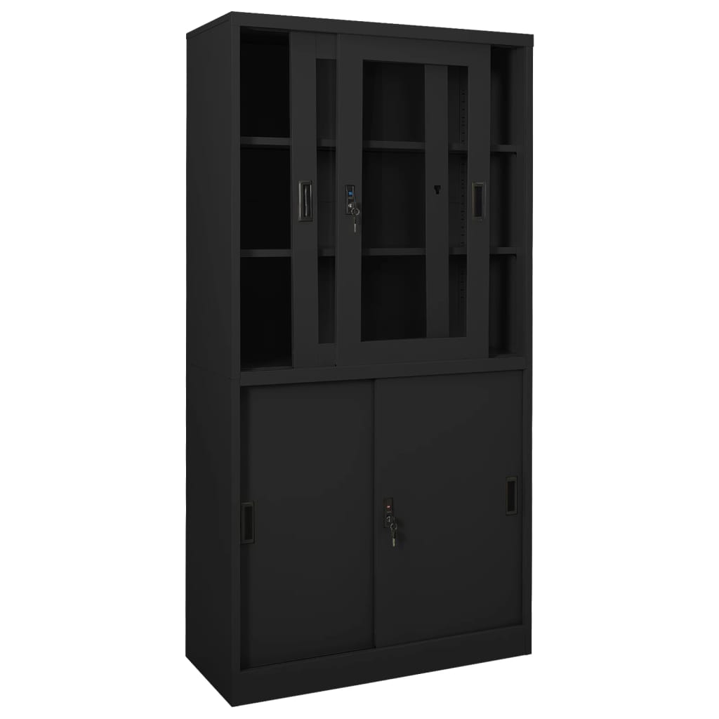 vidaXL Office Cabinet with Sliding Door Anthracite 90x40x180 cm Steel