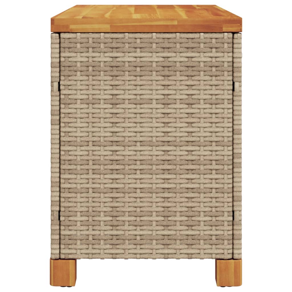 vidaXL Garden Storage Box Beige 80x40x48 cm Poly Rattan Acacia Wood