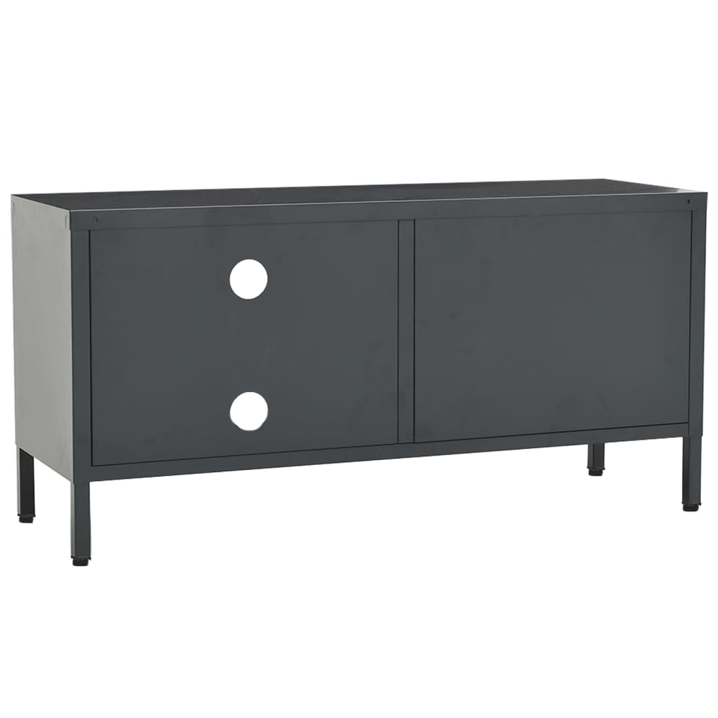 vidaXL TV Cabinet Anthracite 90x30x44 cm Steel and Glass