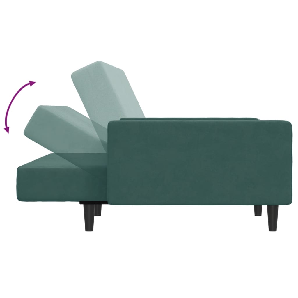 vidaXL 2-Seater Sofa Bed with Footstool Dark Green Velvet