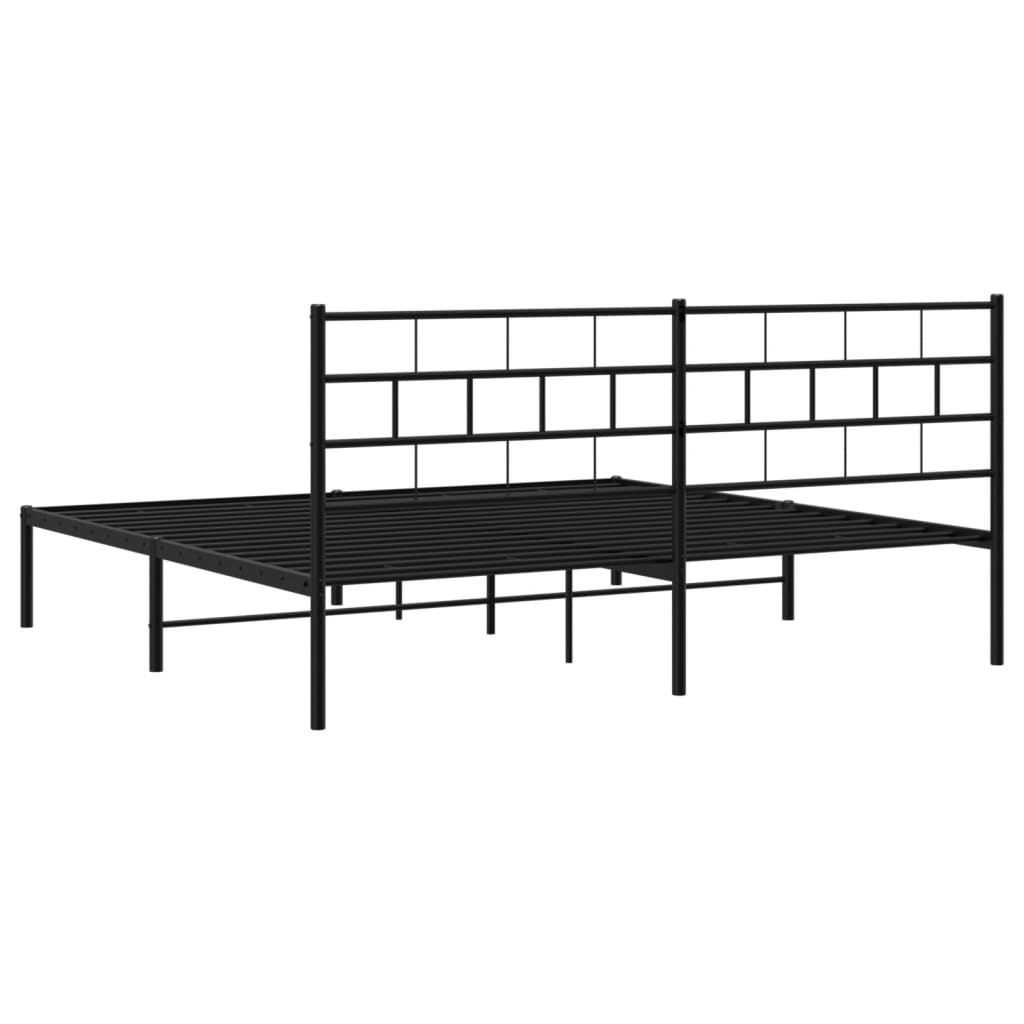 vidaXL Metal Bed Frame without Mattress with Headboard Black 193x203 cm