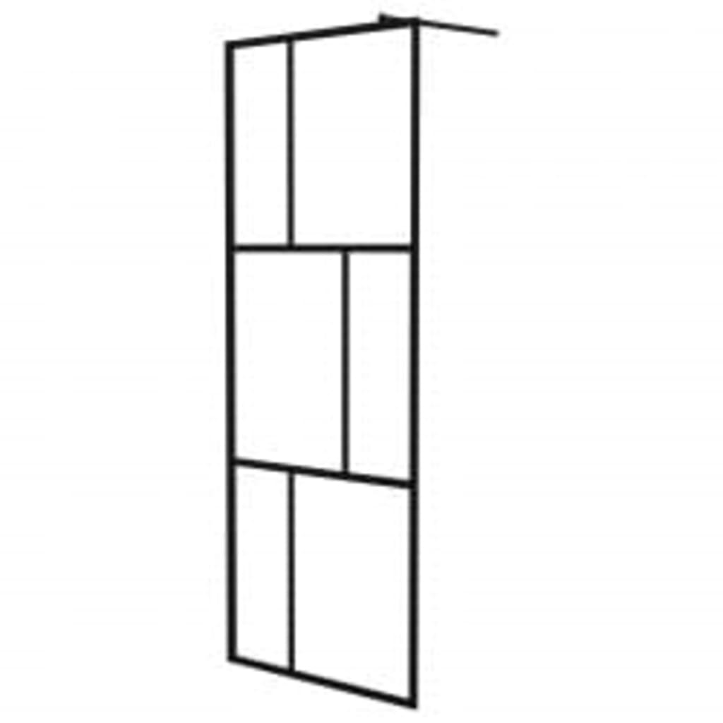 vidaXL Walk-in Shower Wall with Shelf Black 90x195 cm ESG Glass&Aluminium