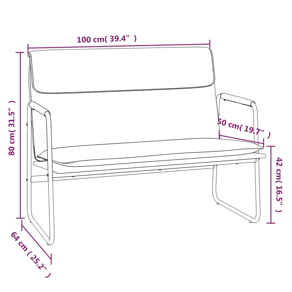 vidaXL Bench Black 100x64x80 cm Faux Leather