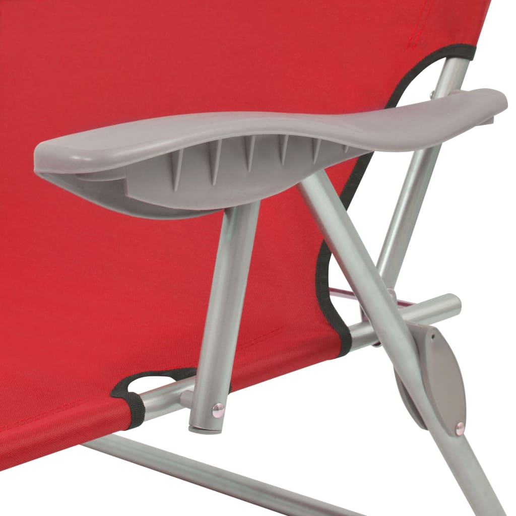 vidaXL Sun Lounger with Canopy Steel Red