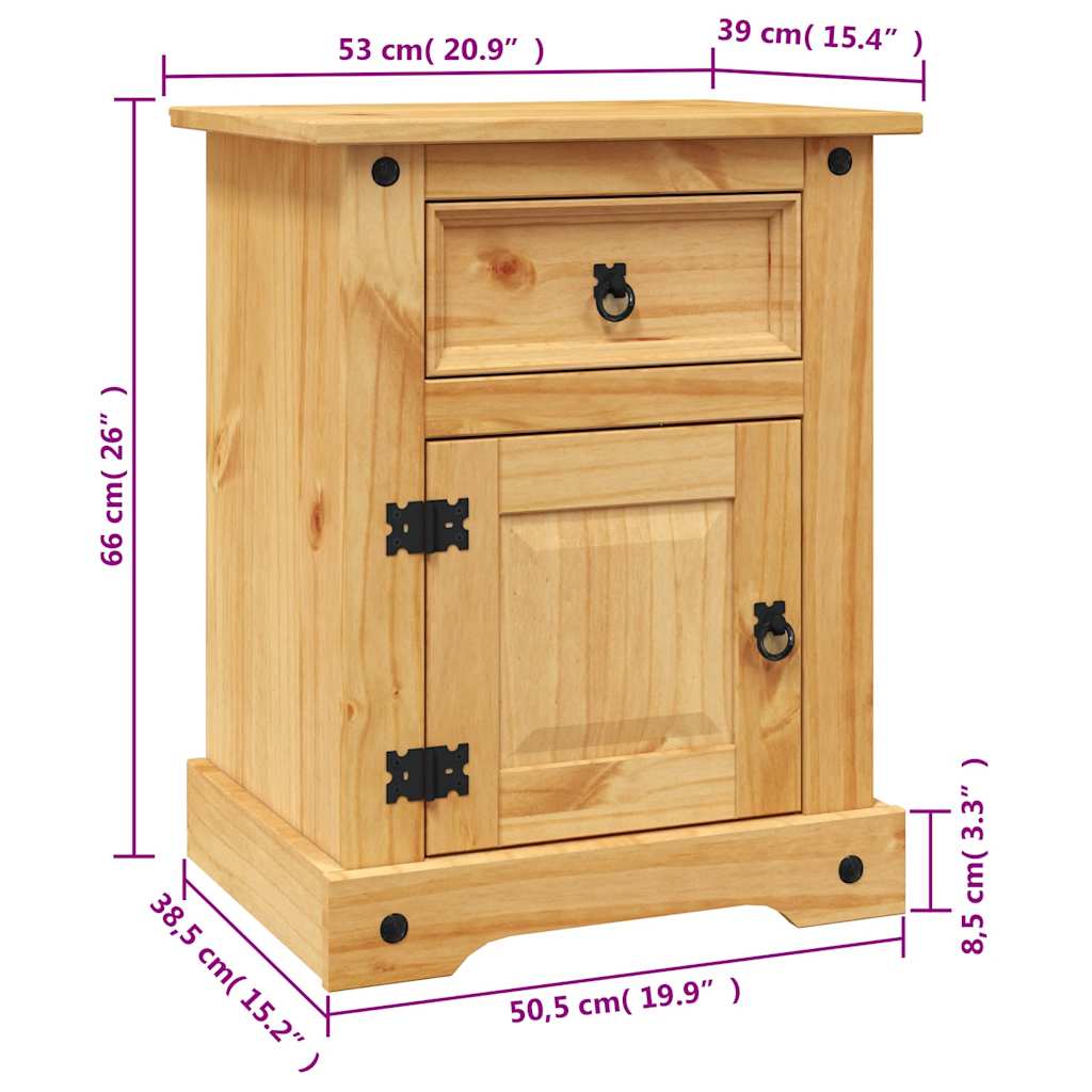 vidaXL Bedside Cabinet Mexican Pine Corona Range 53x39x67 cm