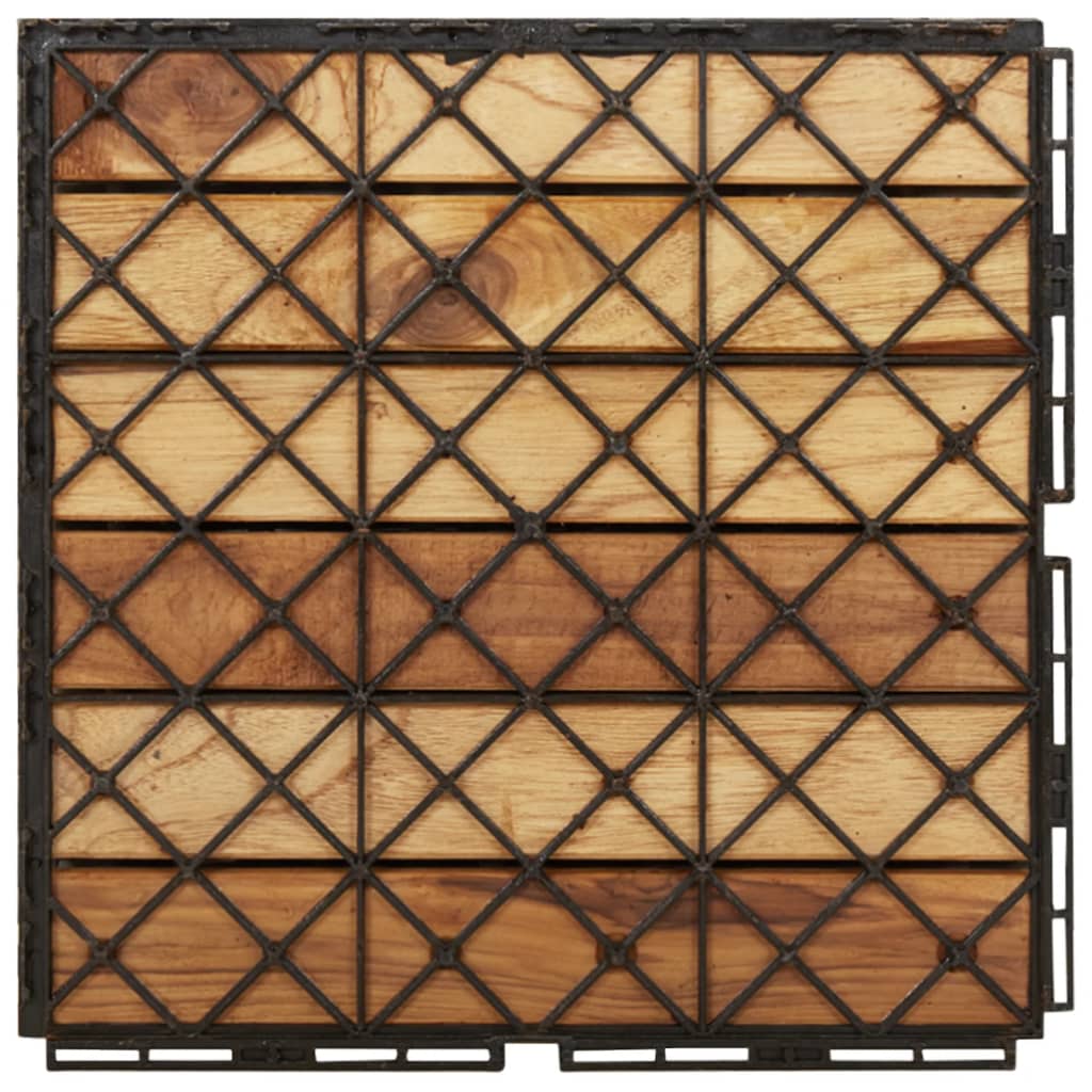 vidaXL Decking Tiles 30 pcs 30x30 cm Solid Wood Teak Vertical Pattern