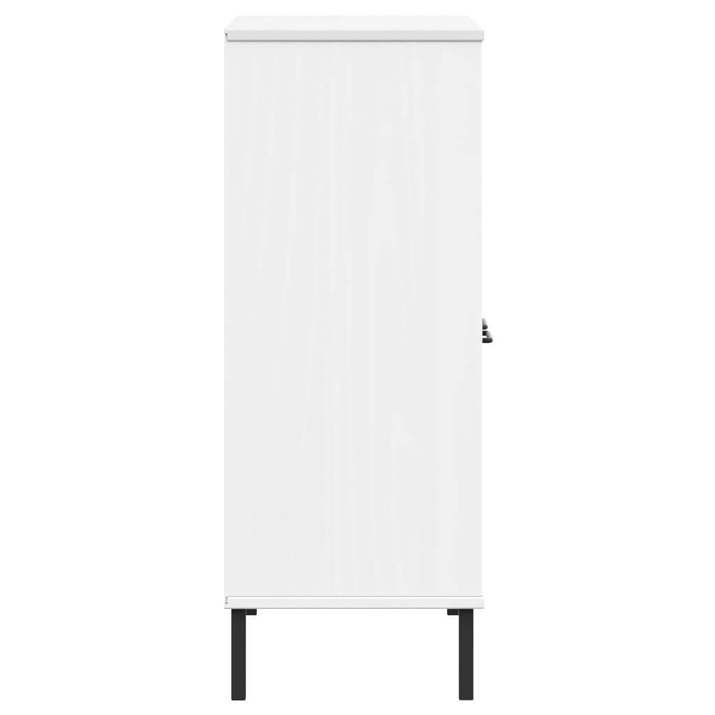 vidaXL Bookcase with Metal Legs White 90x35x90.5 cm Solid Wood OSLO