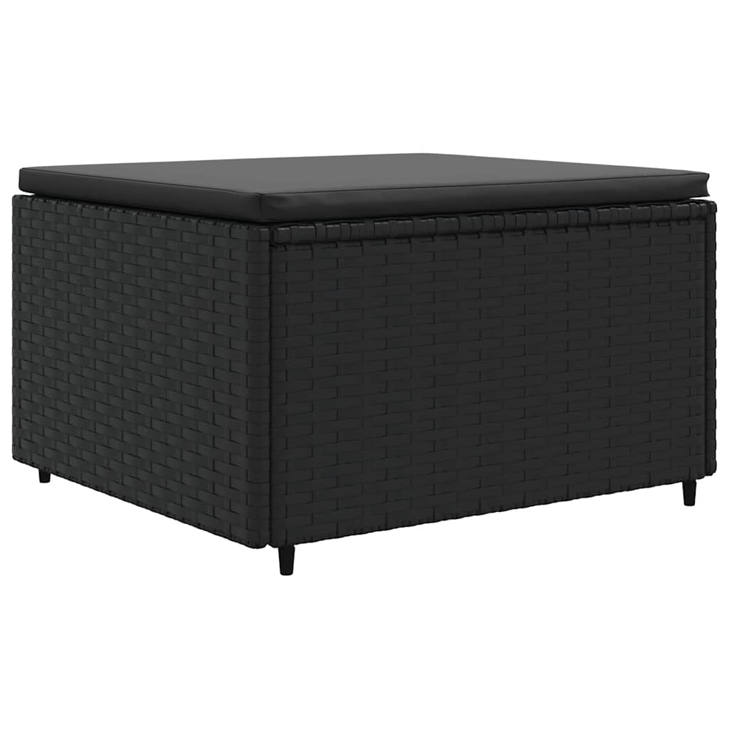 vidaXL 7 Piece Garden Lounge Set with Cushions Black Poly Rattan