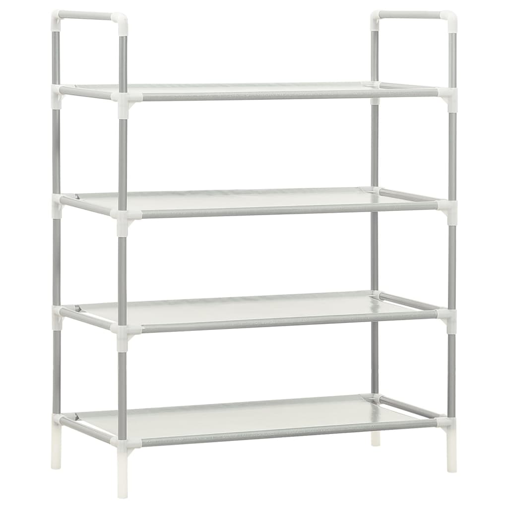 vidaXL Shoe Rack with 4 Shelves Metal and Non-woven Fabric Silver