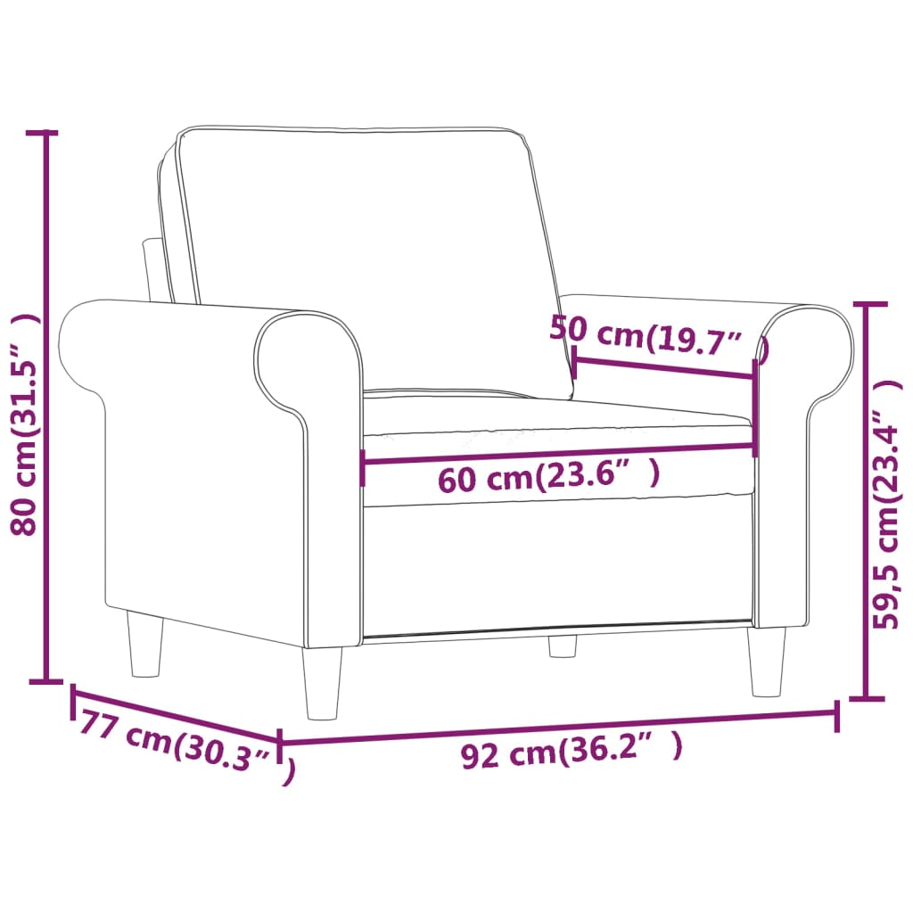 vidaXL Sofa Chair Dark Grey 60 cm Fabric