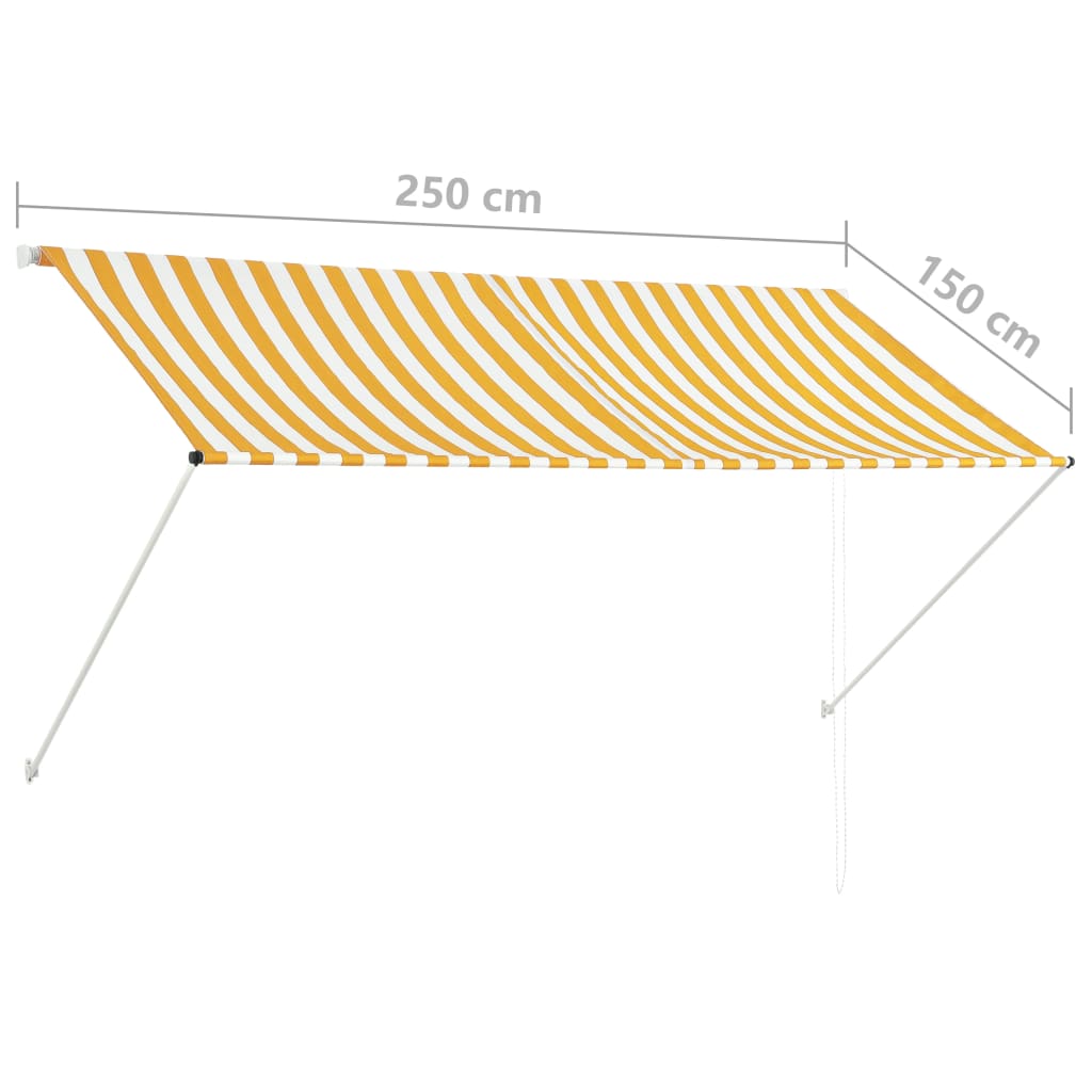 vidaXL Retractable Awning 250x150 cm Yellow and White