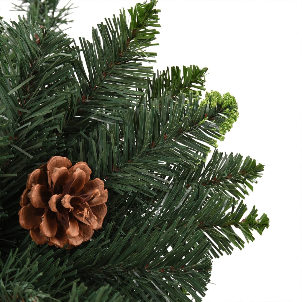 vidaXL Artificial Pre-lit Christmas Tree with Pine Cones Green 210 cm