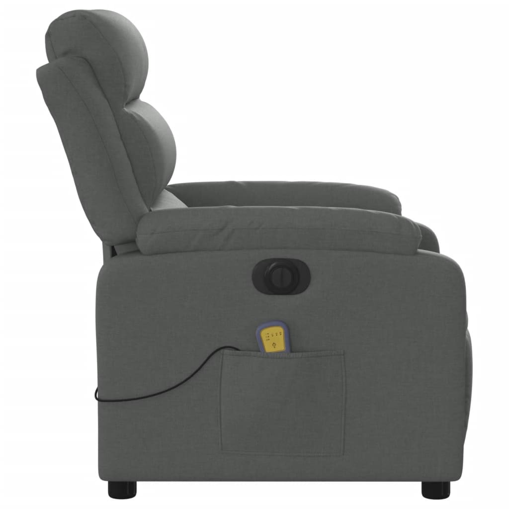 vidaXL Electric Massage Recliner Chair Dark Grey Fabric