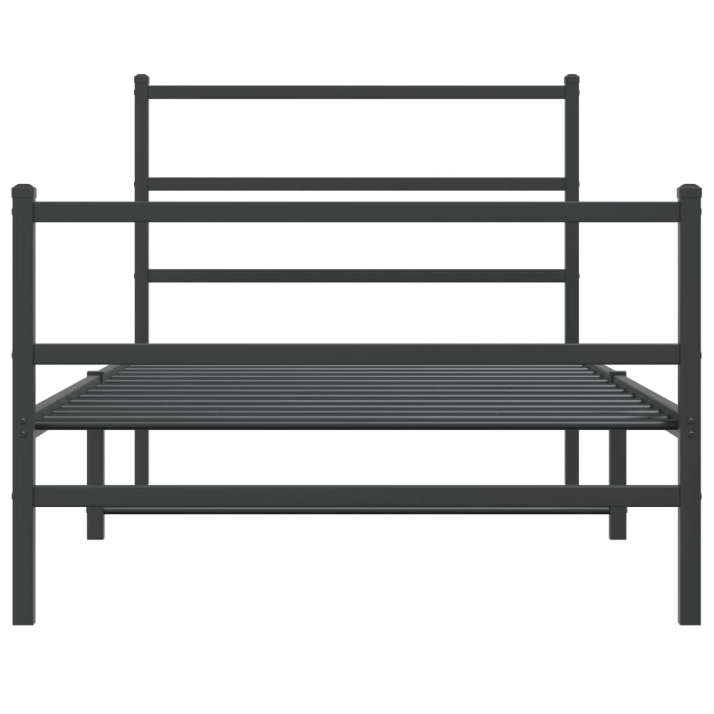 vidaXL Metal Bed Frame with Headboard and Footboard Black 100x200 cm