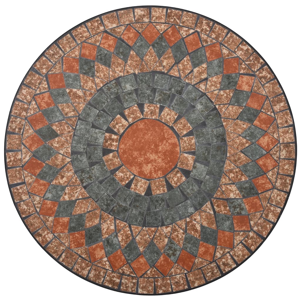 vidaXL Mosaic Bistro Table Orange/Grey 60cm Ceramic