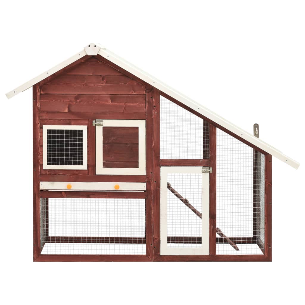 vidaXL Rabbit Hutch Mocha and White 140x63x120 cm Solid Firwood