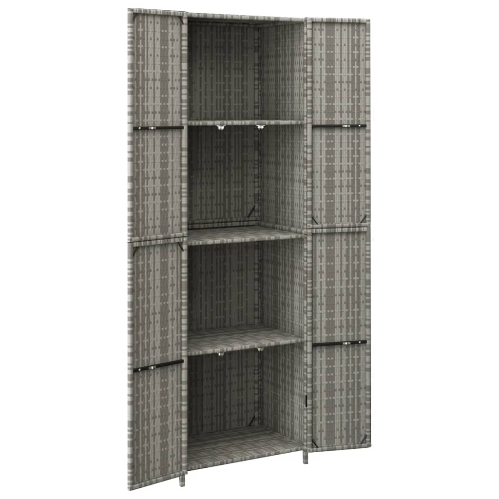 vidaXL Garden Storage Cabinet Grey 59x40x180 cm Poly Rattan