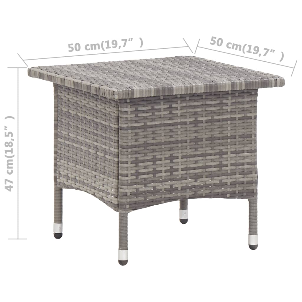 vidaXL Tea Table Grey 50x50x47 cm Poly Rattan