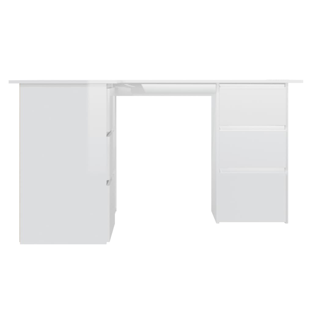 vidaXL Corner Desk High Gloss White 145x100x76 cm Engineered Wood