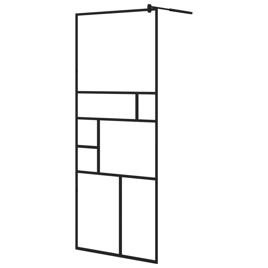 vidaXL Walk-in Shower Wall with Clear ESG Glass 80x195 cm Black