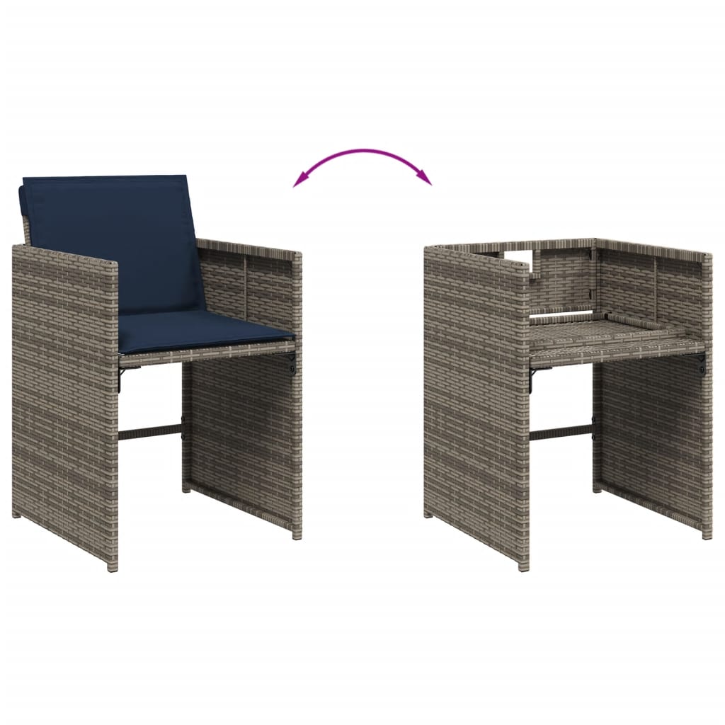 vidaXL Garden Chairs with Cushions 4 pcs Grey Poly Rattan