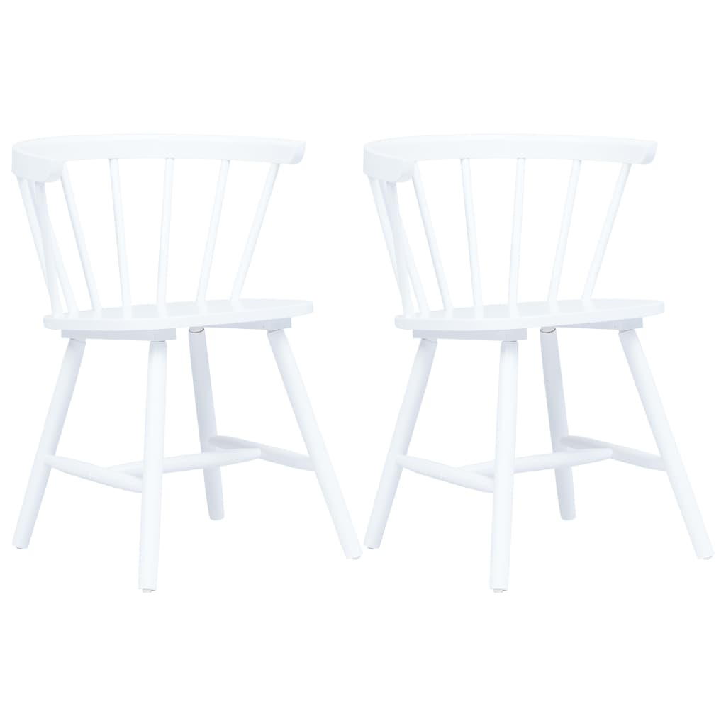 vidaXL Dining Chairs 2 pcs White Solid Rubber Wood