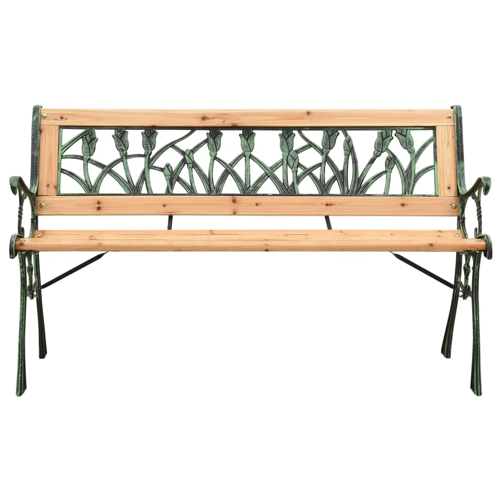 vidaXL Garden Bench 122 cm Cast Iron and Solid Firwood