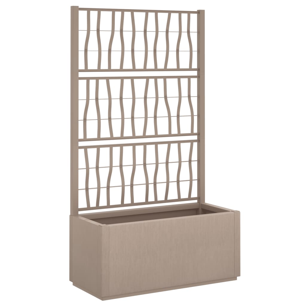 vidaXL Garden Planter with Trellis Light Brown 80x36x140 cm PP