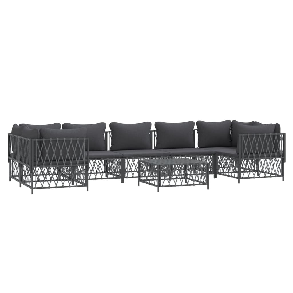 vidaXL 8 Piece Garden Lounge Set with Cushions Anthracite Steel