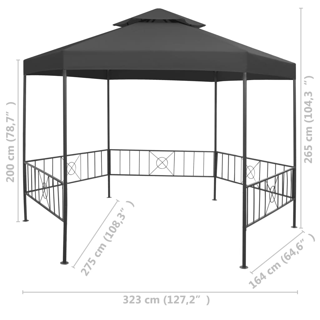 vidaXL Garden Gazebo 323x275x265 cm Anthracite