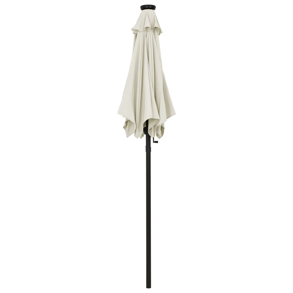 vidaXL Garden Parasol with LED Lights Sand 200x211 cm Aluminium