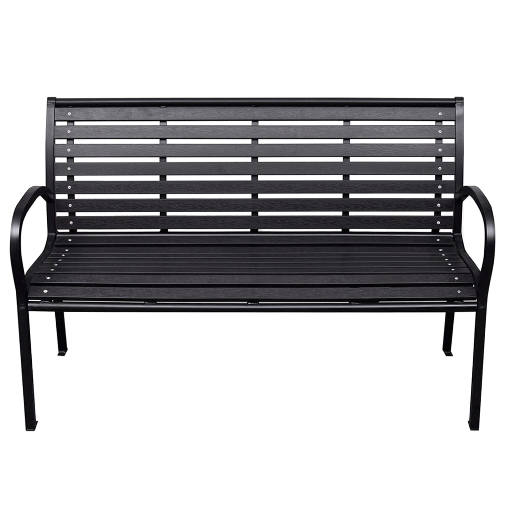 vidaXL Garden Bench Black 116 cm Steel and WPC