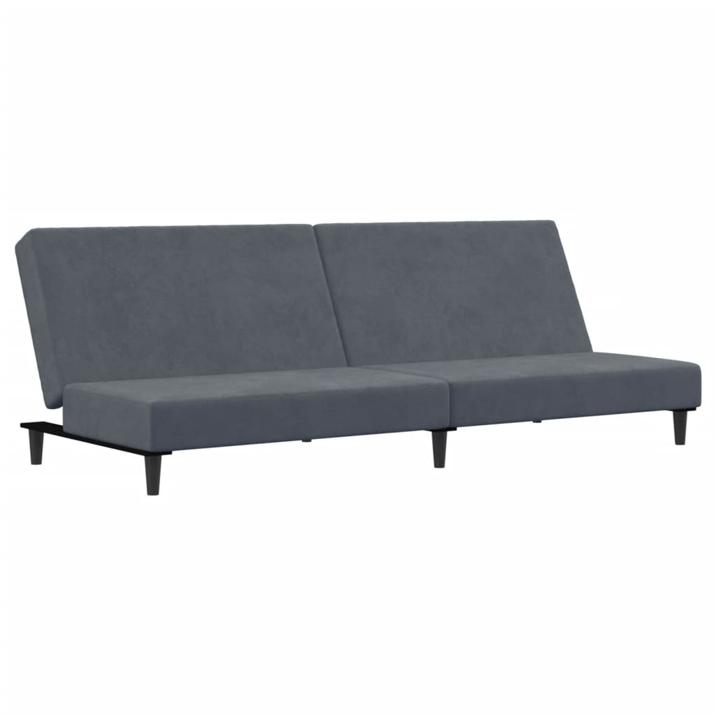vidaXL 2-Seater Sofa Bed with Footstool Dark Grey Velvet