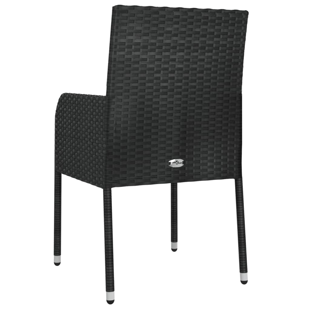 vidaXL Garden Chairs with Cushions 2 pcs Poly Rattan Black