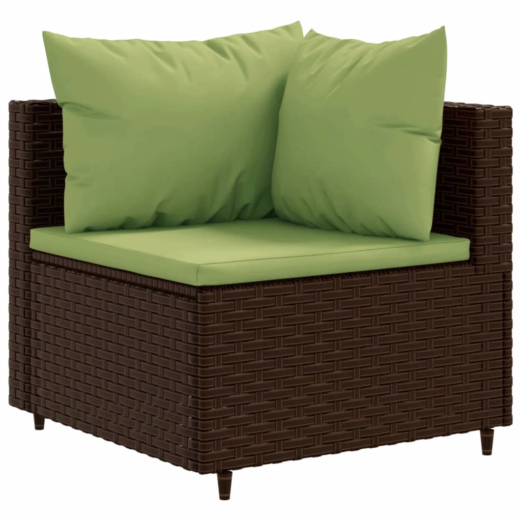 vidaXL 7 Piece Garden Lounge Set with Cushions Brown Poly Rattan