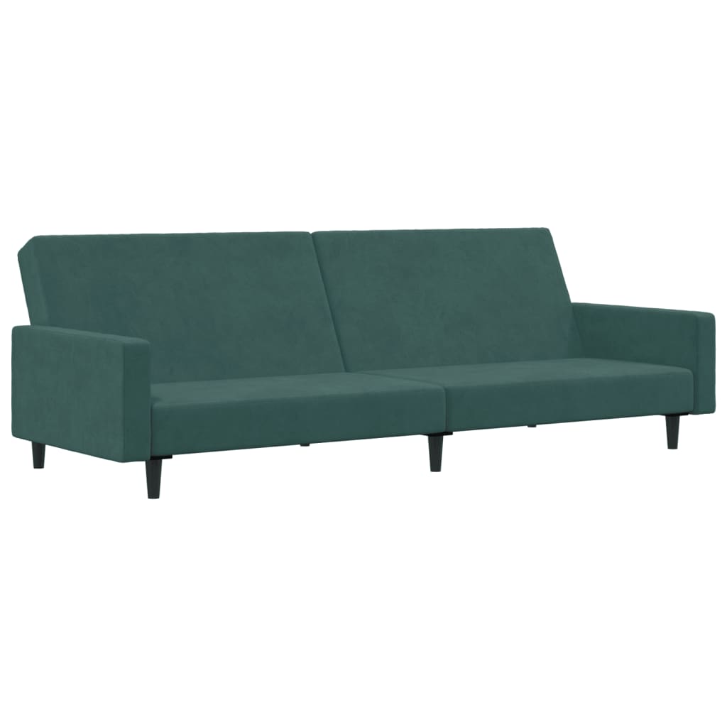 vidaXL 2-Seater Sofa Bed with Footstool Dark Green Velvet