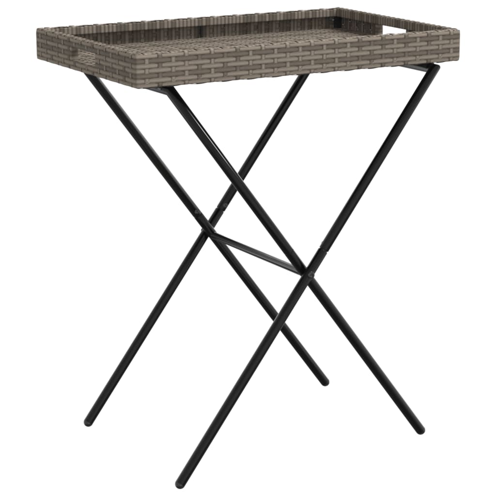 vidaXL Folding Tray Table Grey 65x40x75 cm Poly Rattan