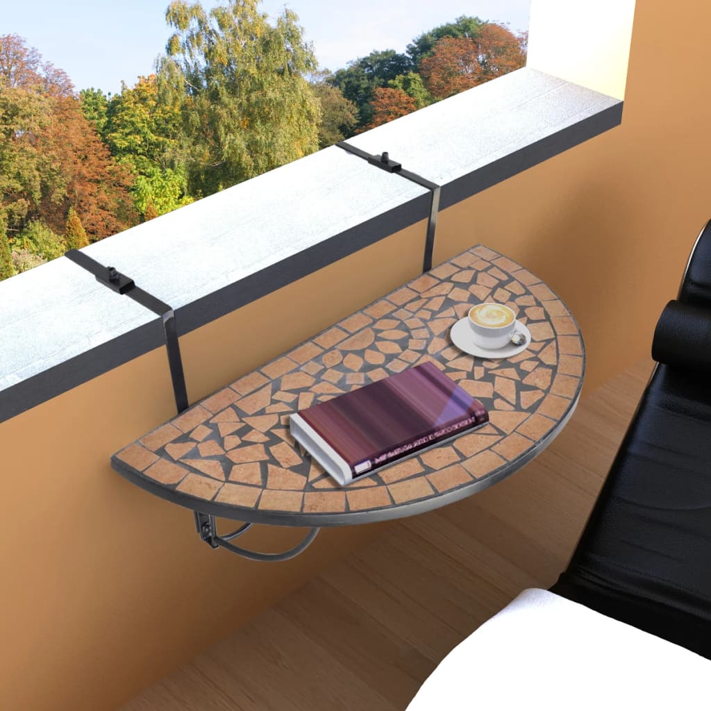 vidaXL Hanging Balcony Table Terracotta Mosaic