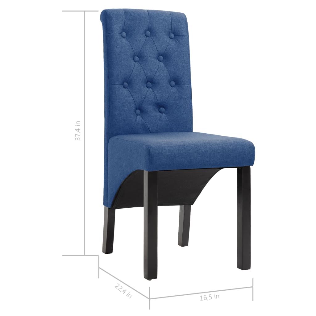 vidaXL Dining Chairs 2 pcs Blue Fabric