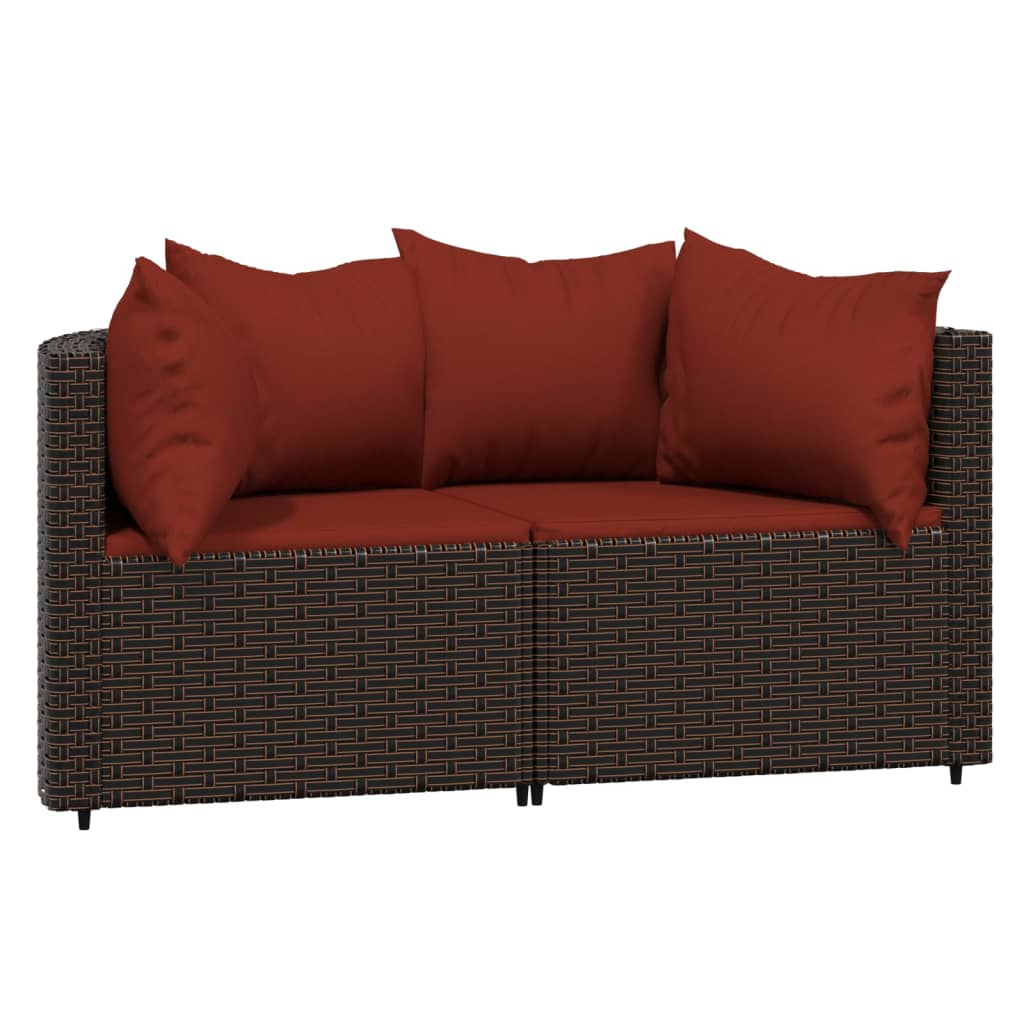 vidaXL 3 Piece Garden Lounge Set with Cushions Brown Poly Rattan