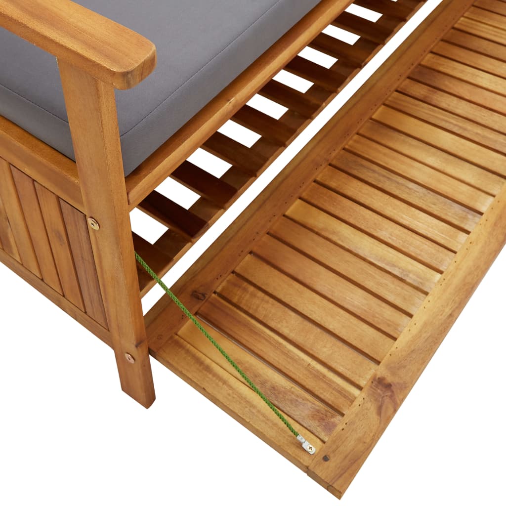 vidaXL Garden Storage Bench with Cushion 148 cm Solid Acacia Wood