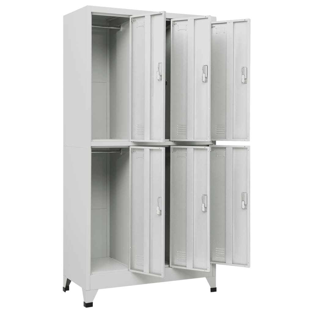 vidaXL Locker Cabinet with 6 Compartments Steel 90x45x180 cm Grey