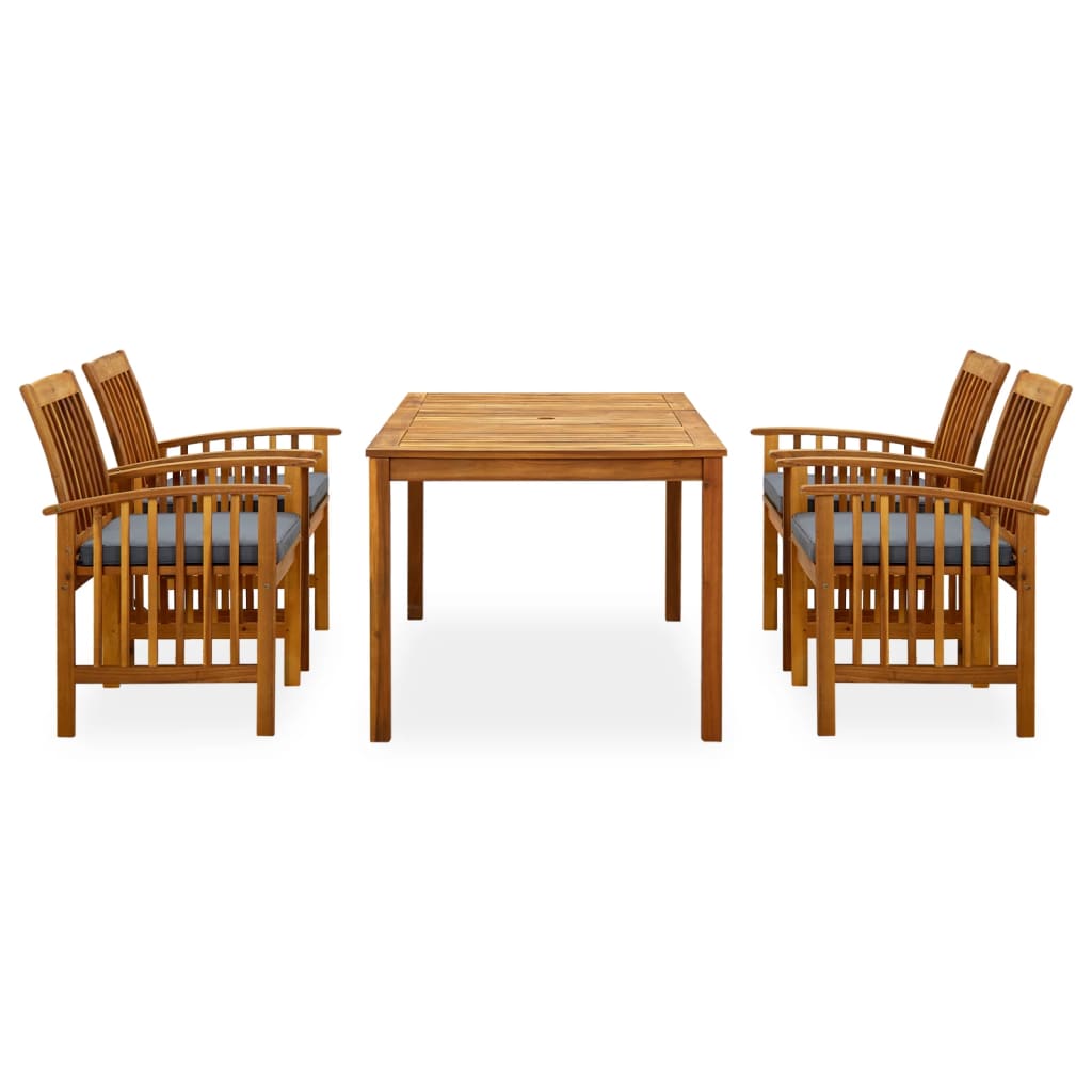 vidaXL 5 Piece Garden Dining Set with Cushions Solid Acacia Wood