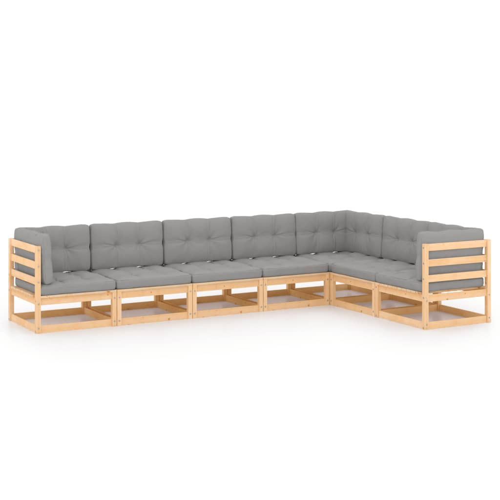 vidaXL 7 Piece Garden Lounge Set with Cushions Solid Pinewood