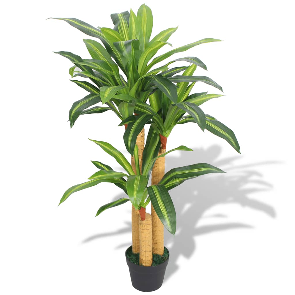 vidaXL Artificial Dracaena Plant with Pot 100 cm Green