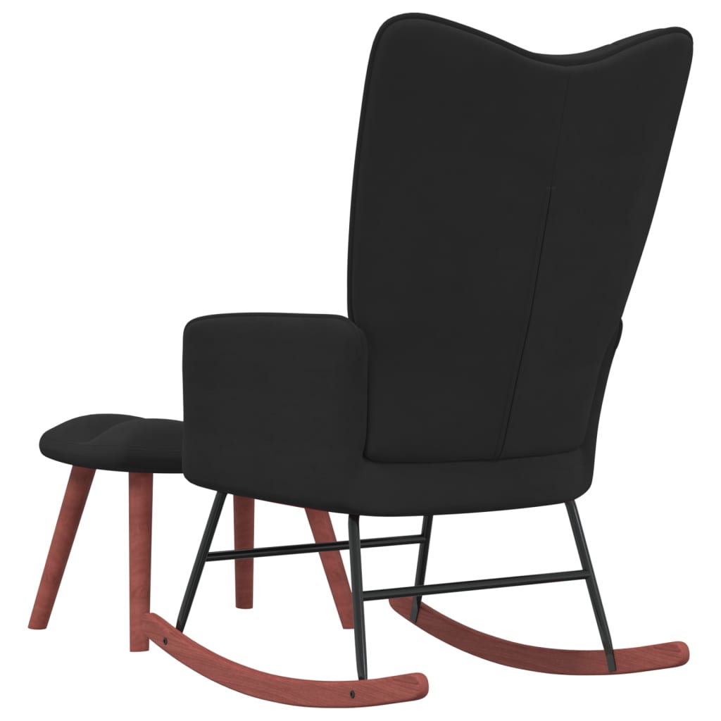 vidaXL Rocking Chair with a Stool Black Velvet