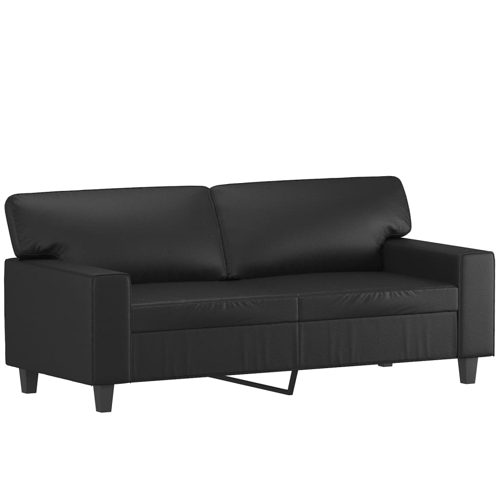 vidaXL 3 Piece Sofa Set with Pillows Black Faux Leather